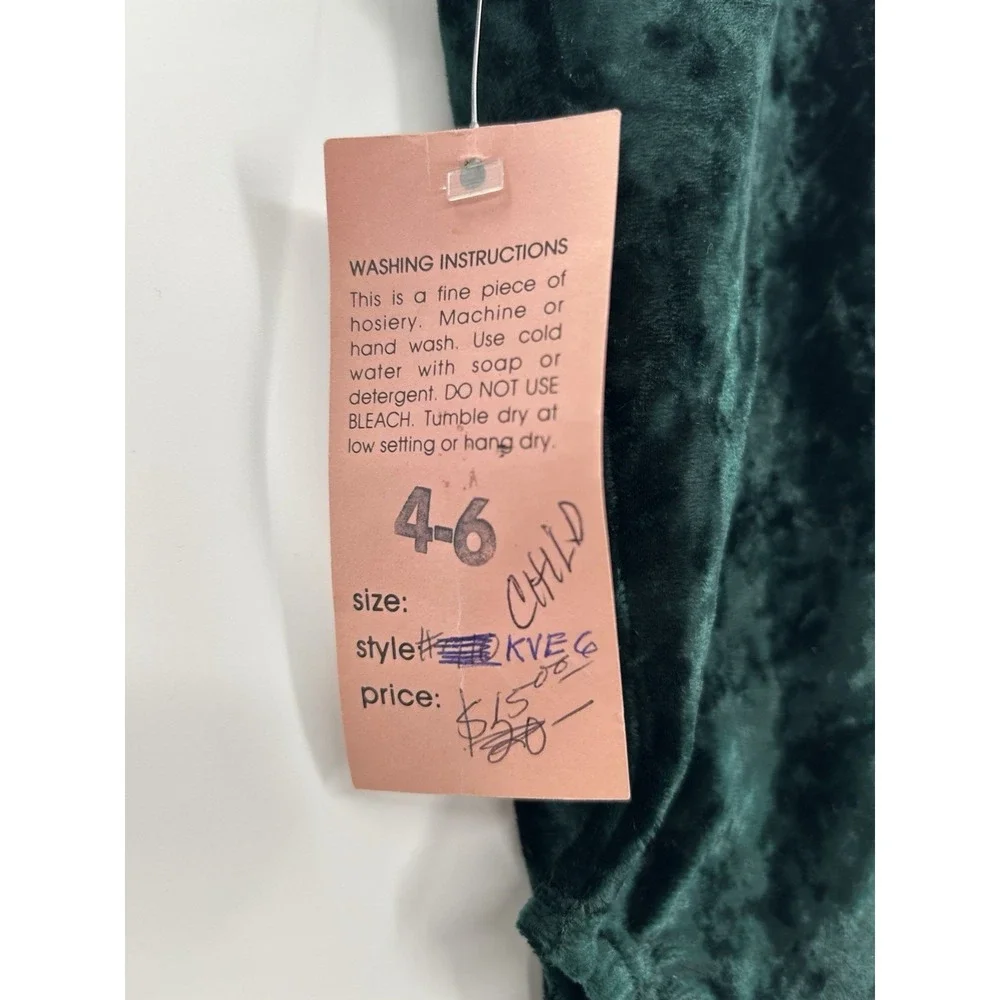 Leotard Dance Girls 4-6 Green Velvet